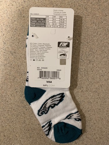 Philadelphia Eagles NFL Child White All Over Team Logo Socks, Size 8/13, NWT - Picture 4 of 5