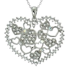 Heart Made With Swarovski Crystal Love Hearts Pendant Necklace 30" / 76 cm Chain