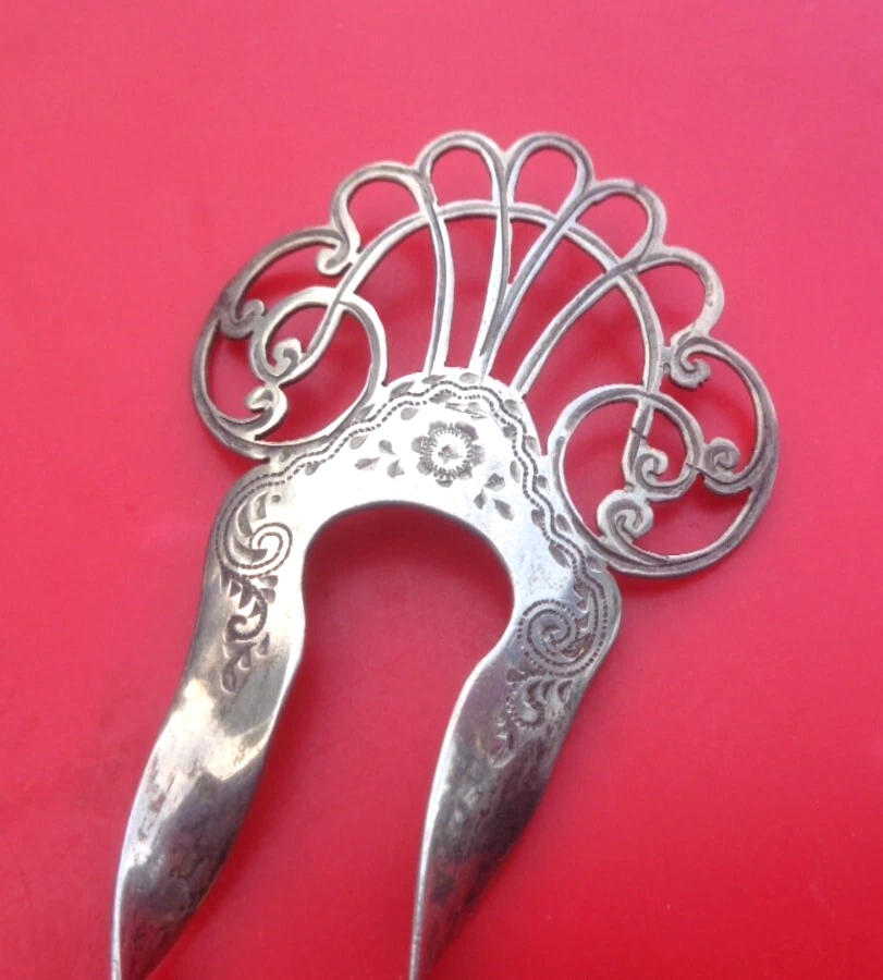 Peine de pelo de plata clip adorno antiguo esterlina hm 1903 Birmingham Art Nouveau Foto 3 de 4