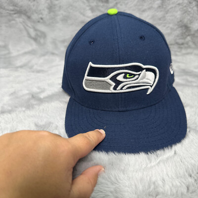 Seattle Seahawks Hat Cap Blue New Era 59 Fifty 7 3/8 NFL Football