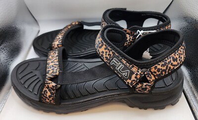 Fila Size 11 ANDROS Leopard Sport Sandals New Women's Shoes Black/Tan UK 8.5 NIB