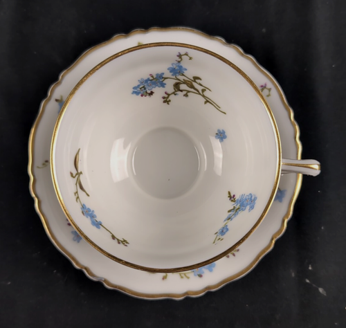 Haviland Limoges Montmery Blue Forget Me Not, (Set 0f 4) Tea Cup & Saucer - Picture 4 of 8