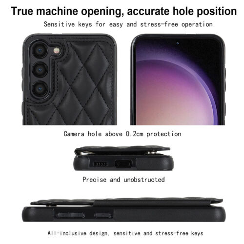 Luxury Grid Leather Credit Card Slots Wallet Case For Samsung Galaxy S23 A73 A53 - Picture 11 of 57