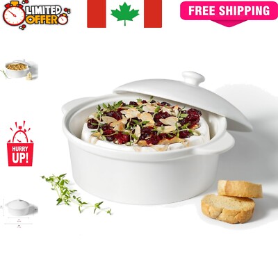 Heat Resistant White Porcelain Brie Baker Set - Perfect for Entertaining