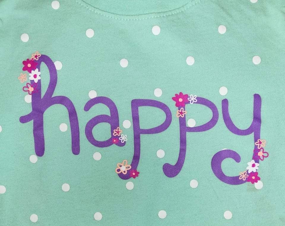 Talla 4/4T Niña Niños Lugar Púrpura Skort Lunares "FELIZ" Camiseta Conjunto Foto 2 de 3