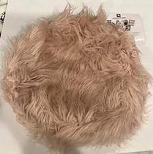 NEW OTHER Comfortland Faux Fur Unstuffed Pouf Cover- Round. Model 2148 Pink