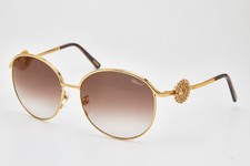 Chopard SCHB21S Sunglasses 2010s Gold Plated Round Butterfly Luxury Eyewear