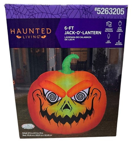 Haunted Living 6 ft Halloween Spooky Pumpkin Inflatable LED Lights Outdoor