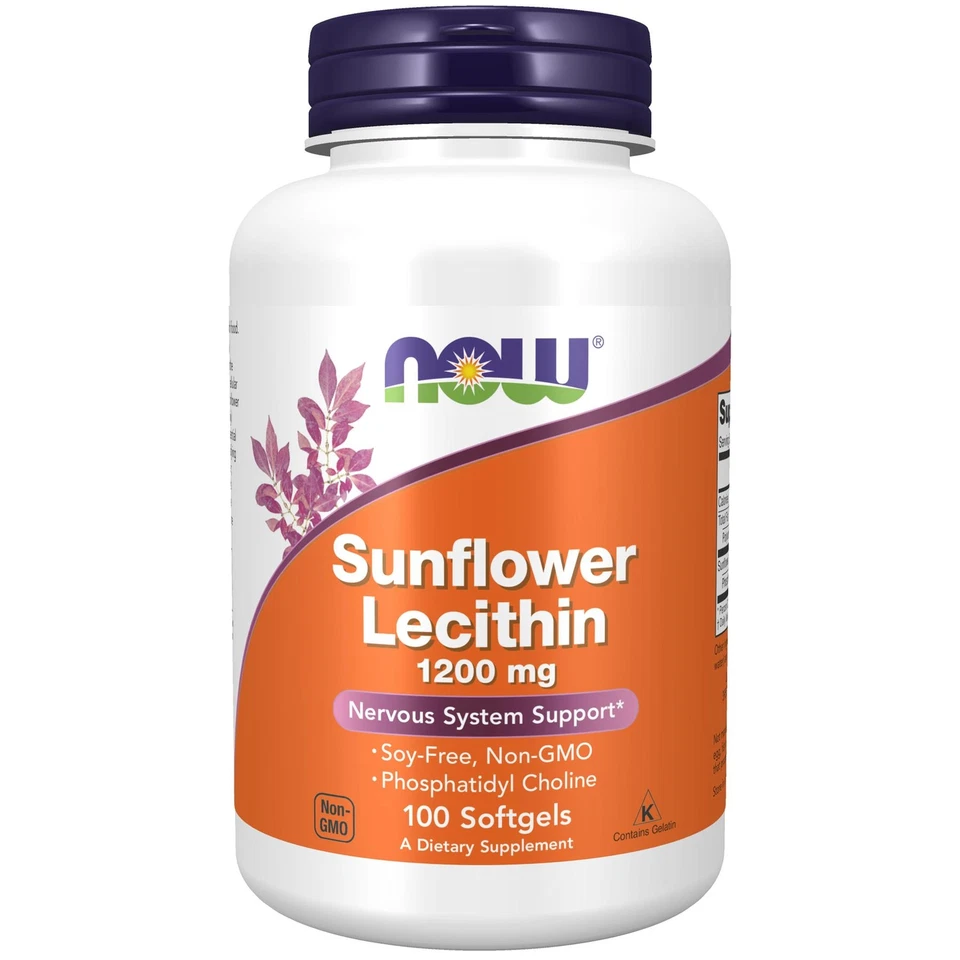 NOW Foods Sunflower Lecithin 1200mg 100 Softgels, Cellular & Nervous System