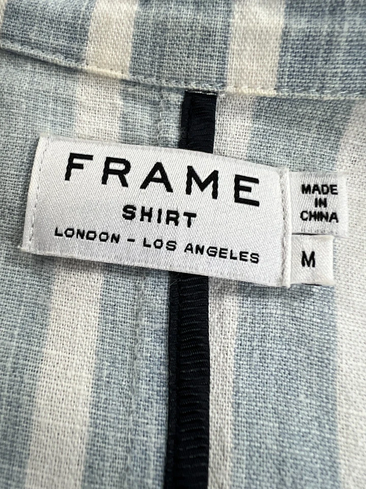 Camisa feminina FRAME blazer oversized vestido listrado de algodão médio - Imagem 3 de 4