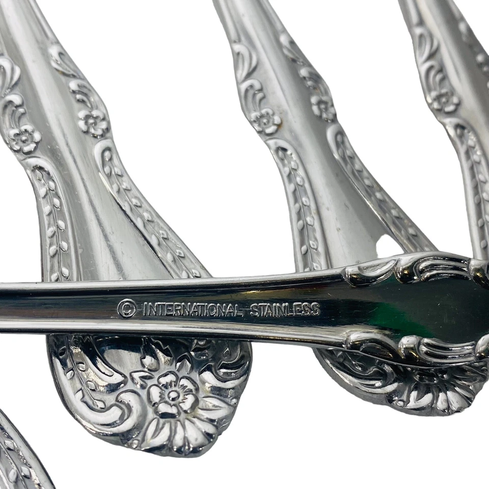 International Stainless Westbrook  10 Place/ Oval Soup Spoons Floral Korea - Image 4 of 4