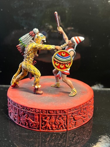 54MM AZTEC JAGUAR KNIGHT BATTLE ON DIAS FROM THE AMBER STUDIOS RUSSIA SUPER a - Foto 7 di 8