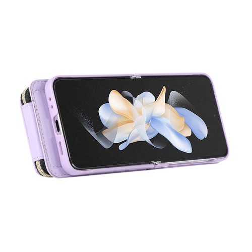 Luxus Gitter Leder Handy Reißverschluss Brieftasche Etui Abdeckung für Samsung Galaxy Z Flip Serie - Bild 38 von 54