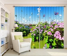 3D Garden Butterfly ZHUA3235 Photo Curtain Window Blockout Fabric Amy 2023
