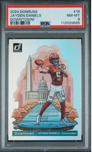 2024 Panini Donruss Downtown! #16 JAYDEN DANIELS - PSA 8 🔥🔥🔥