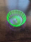 Vintage Green Depression Uranium Glass Mini Bowl Small Chips On Edge See Pics
