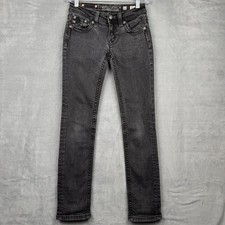 Miss Me Jeans Girls Size 12 Skinny Black Embellished Rhinestone Cross Pockets