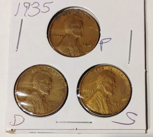 1935 P, D, & S Lincoln Wheat Cent, Penny,  Fine Condition