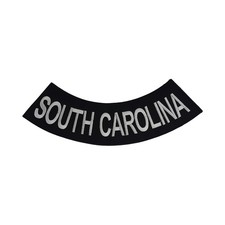 SOUTH CAROLINA Rocker Patch - 10" x 2.625" Large Black & Silver Biker Vest DIY