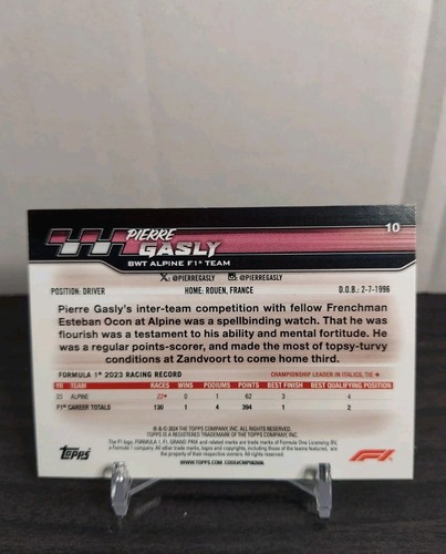  2024 Topps Paddock Pass Formula 1 F1 Pierre Gasly Red Foil #10 - Bild 2 von 2