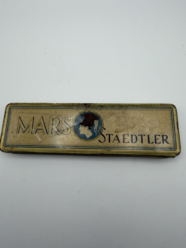 Vintage Mars Staedtler Metal Pencil Tin Drawing Sketch Pencil Set Germany