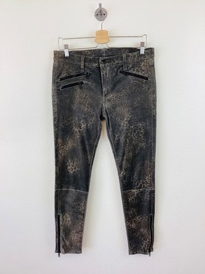 RAG & BONE LEOPARD Print Lamb Leather Skinny Jeans Modele Moto Style 31