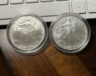 (2 coins lot) 2005 & 2006 American Silver Eagle Dollar, One Ounce Silver, 1 oz