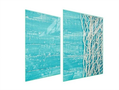GLASSCHUTZPLATTE FÜR HERD 70x52 TÜRKIS