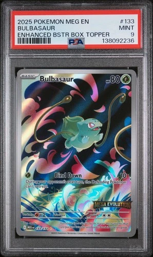 Bulbasaur 133/132 Enhanced Topper Promo Stamp Mega Evolution Pokemon PSA 9