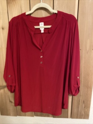 Per Ception Red 3/4 Sleeve Top Size 1X NWOT