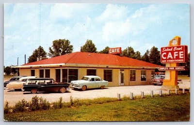 Vintage Illinois Postcard GREENUP Husmanns Salad Bowl Cafe 1961