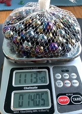 14 oz ROUND GLASS MARBLES GLITTERY MIXTURE