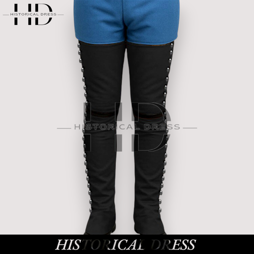Ghette Lana Nera XVIII Secolo | Leggings Stile Guerra Rivoluzionaria Coloniale - Foto 2 di 6