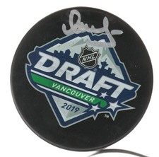 VASILY PODKOLZIN VANCOUVER CANUCKS 2019 DRAFT PUCK SIGNED AUTOGRAPHED PUCK COA