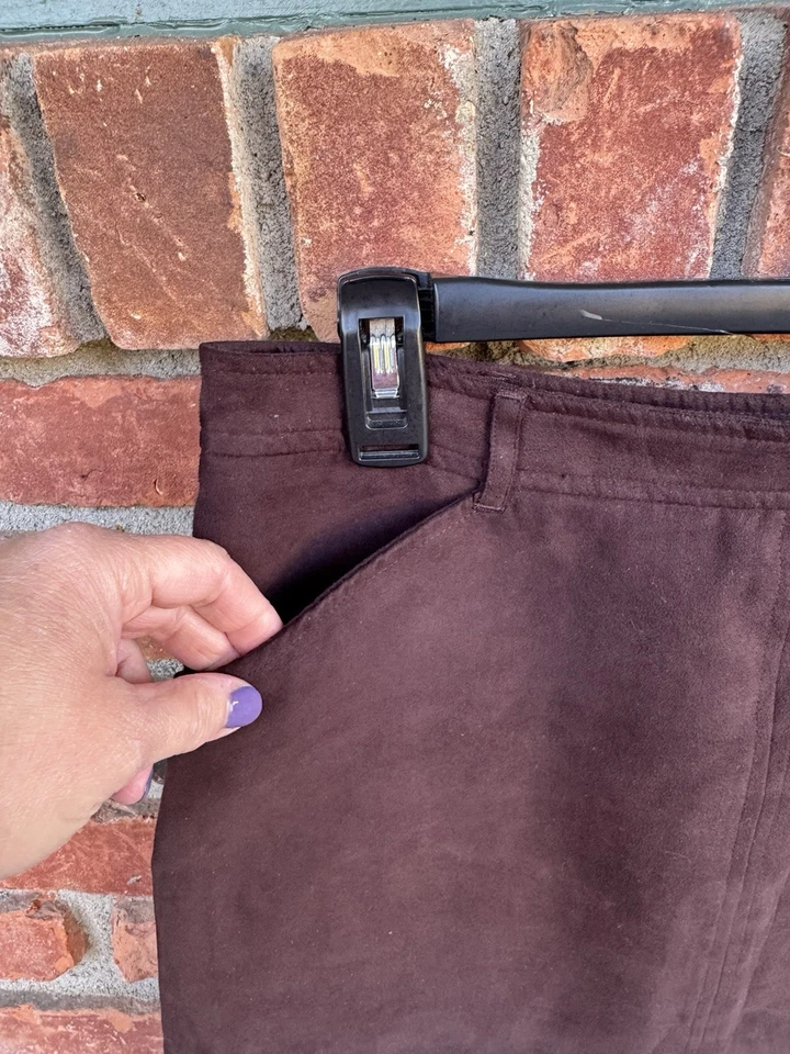 Maxi Falda Vintage Antigua Azul Marino Imitación Gamuza 10 Marrón Modesto Otoño Western Boho Grunge Foto 4 de 4