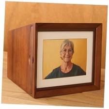 AspenStudio Photo Urn for Human Cremation Walnut Wooden Urn with Picture Frame