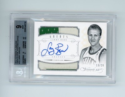 2012-13 Panini Flawless Larry Bird Greats Dual Patch Auto /20 BGS 9/10 MINT