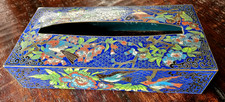 Rare Authentic 20th Century Cloisonn  Tissue Box Cover 10" x 5" BEAUTIFUL