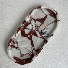 Natural Marble Oval Tray Ornaments Vintage Small Tray Storage Dish for Counter,