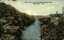 Willimantic,CT River View from foot-bridge looking west 1911 Windham County