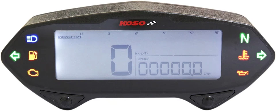 Medidores Koso North America serie HD-04 - Cromo motocicleta bicicleta de calle BA041000 Foto 2 de 4