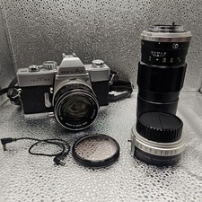 MINOLTA SRT 101 SLR 35mm Film Camera W/MC ROKKOR-PF f 58mm 1:1.4 f 200mm Lens