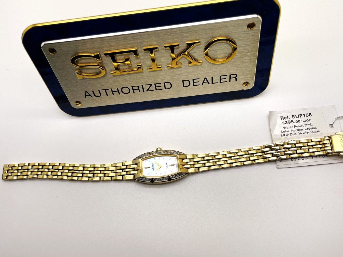 SEIKO LADIES V115-0AN0 14 DIAMOND NOT-WORKING SOLAR DRESS ANALOG WATCH SUP156 View 6