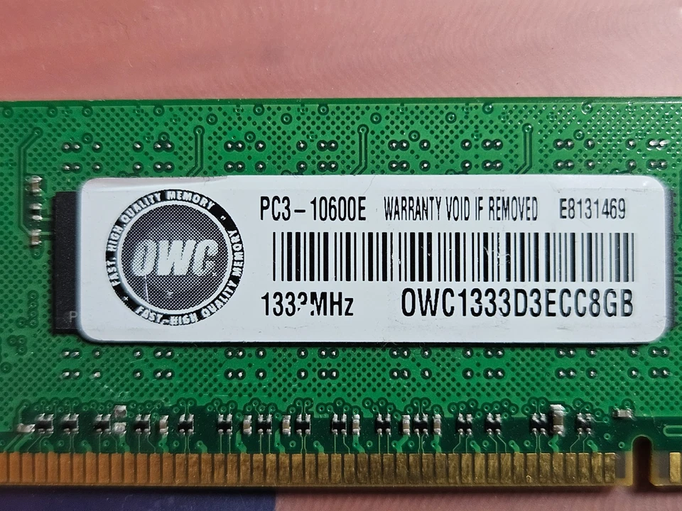 Memoria MAC ECC 10X 8GB (80GB) OWC PC3-10600 1333Mhz OWC1333D3W8M64K ECC Foto 3 de 4