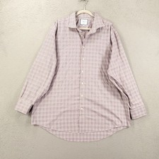 Charles Tyrwhitt Shirt Men 18 Red White Classic Fit Non Iron Button Up