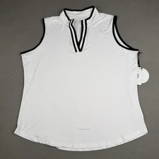 Tail White Label Shirt Womens XXL White Chalk Sleeveless Golf Mock Neck UPF 50