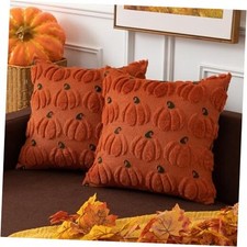 Kevin Textile Pumpkin Fall Decorative Throw 18" x 18" Pack of 2 Rust Pumpkin