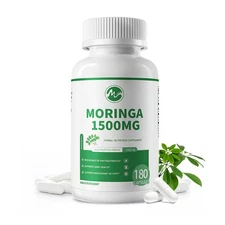 180 Capsules Moringa Oleifera Leaf Powder 1500mg - Organic Herbal Extract