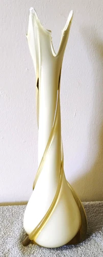 Murano Vintage Fratelli Betti Canary Yellow Blown Glass 15.5" Tall Vase