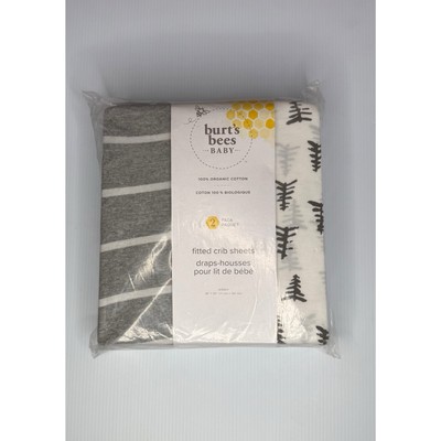 Burts Bees Baby Fitted Crib Gray White Sheet Ultimate Cozy Organic Cotton NEW$37